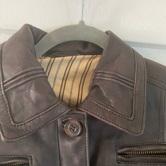 Mango Disco Tek brown sheep leather jacket. - Picture 8 of 10